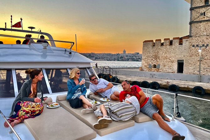 Bosphorus Sunset or Daytime Yacht Cruise with Snacks & Live Guide - The Maiden’s Tower and views back toward central Istanbul