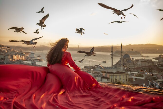 Flying Dress Photography on an Iconic Rooftop in Istanbul - First stop: the Bosphorus Bridge view