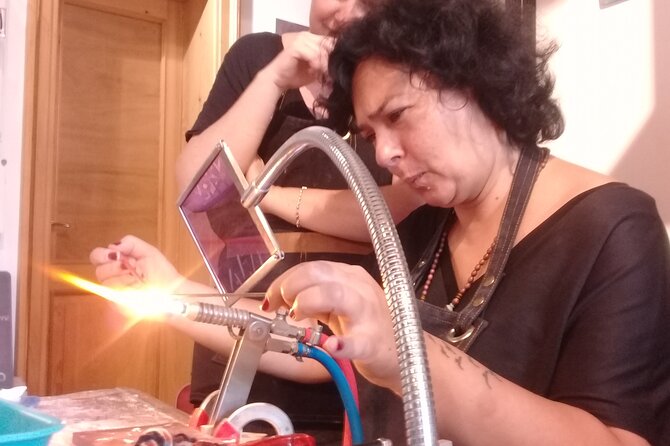 Glass Melting and Shaping with Flame with the Senior Glass Master - Apron on, glasses ready, flame at work