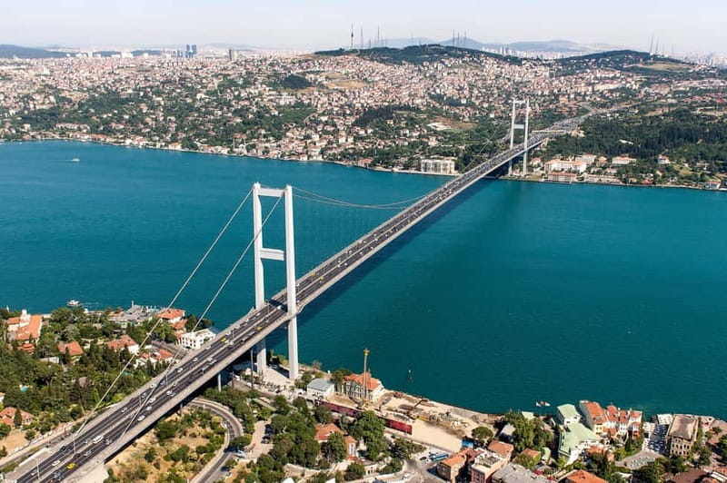 Highlights of Asia & Europe, Coach & Cruise tour Small Group - Crossing the Bosphorus Bridge into Asia