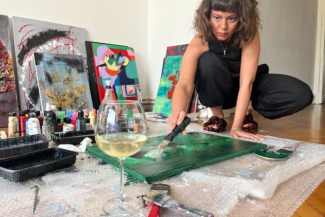 Istanbul Art Escape Wine and Paint at Local's Home - Tea, coffee, snacks, and two glasses of local wine