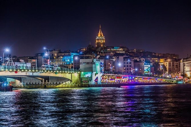 Istanbul Bosphorus Dinner Cruise and Turkish Night Show with DJ - Istanbul’s skyline after dark