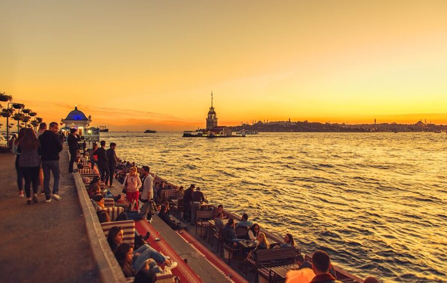 Istanbul: Maiden Tower visit, Istanbul Europe & Asian Tour - Nevmekan Sahil pairs books with a domed ceiling
