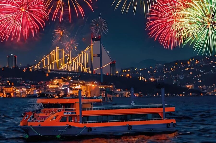 Istanbul: New Year's Eve Dinner Cruise / DJ & Drinks 2027 - Boarding the boat around 8:30 PM