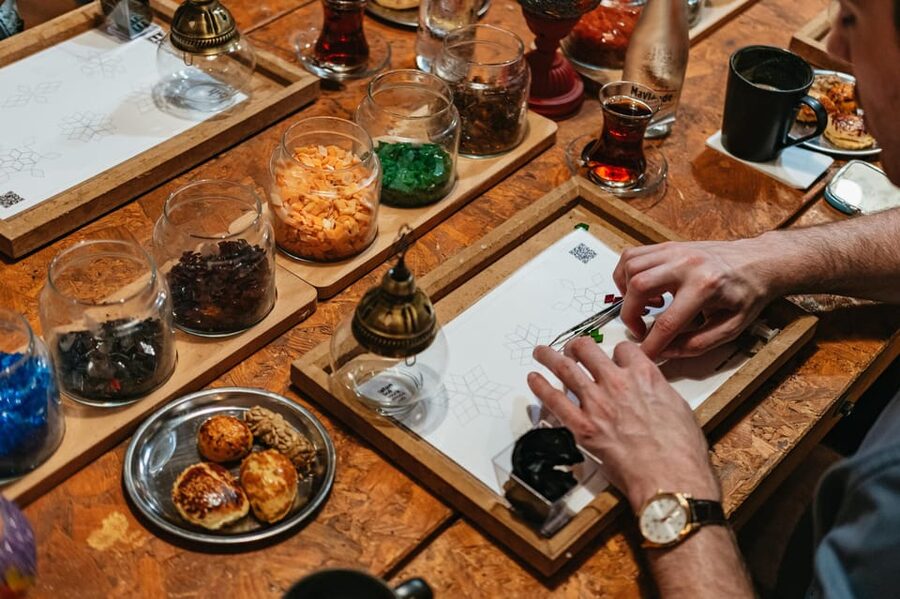 Istanbul:Original Turkish Mosaic Lamp Workshop w/ Snacks - Tea, Coffee, Cookies, and the Drying Period