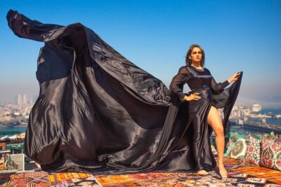 Istanbul Rooftop Photoshoot with Flying Dress