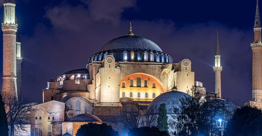 Istanbul: Tour of Hagia Sophia and Blue Mosque By Night - Hagia Sophia: dome, mosaics, and changing identities