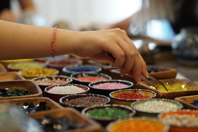 Istanbul: Turkish Mosaic Lamp Workshop in Galata – All Included - Choosing glass, beads, and a pattern