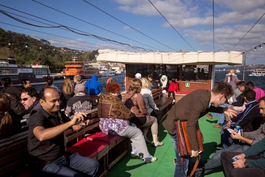 Morning Bosphorus Cruise and Spice Bazaar - Boarding the boat for a two-continent view