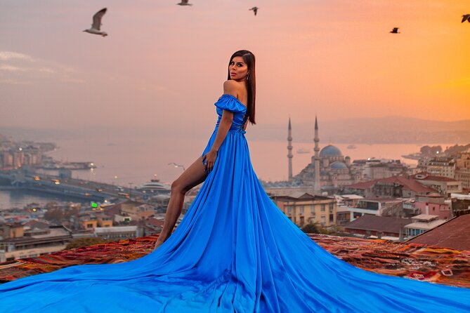 Rooftop Flying Dress Photo Shoot in Istanbul - Photos, edited images, and social videos