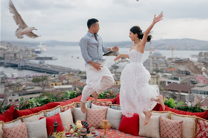 Rooftop Photoshoot in Istanbul - The rooftop, Turkish carpets, and Bosphorus views