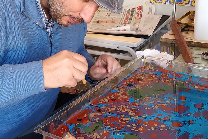 Turkish Marbling Paper Art Workshop - Meeting Betül and Ali in Cankurtaran