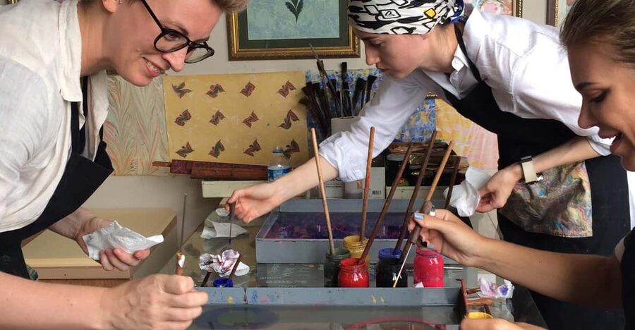 Turkish Marbling Paper Ebru Art Workshop - The rooftop view and the welcome